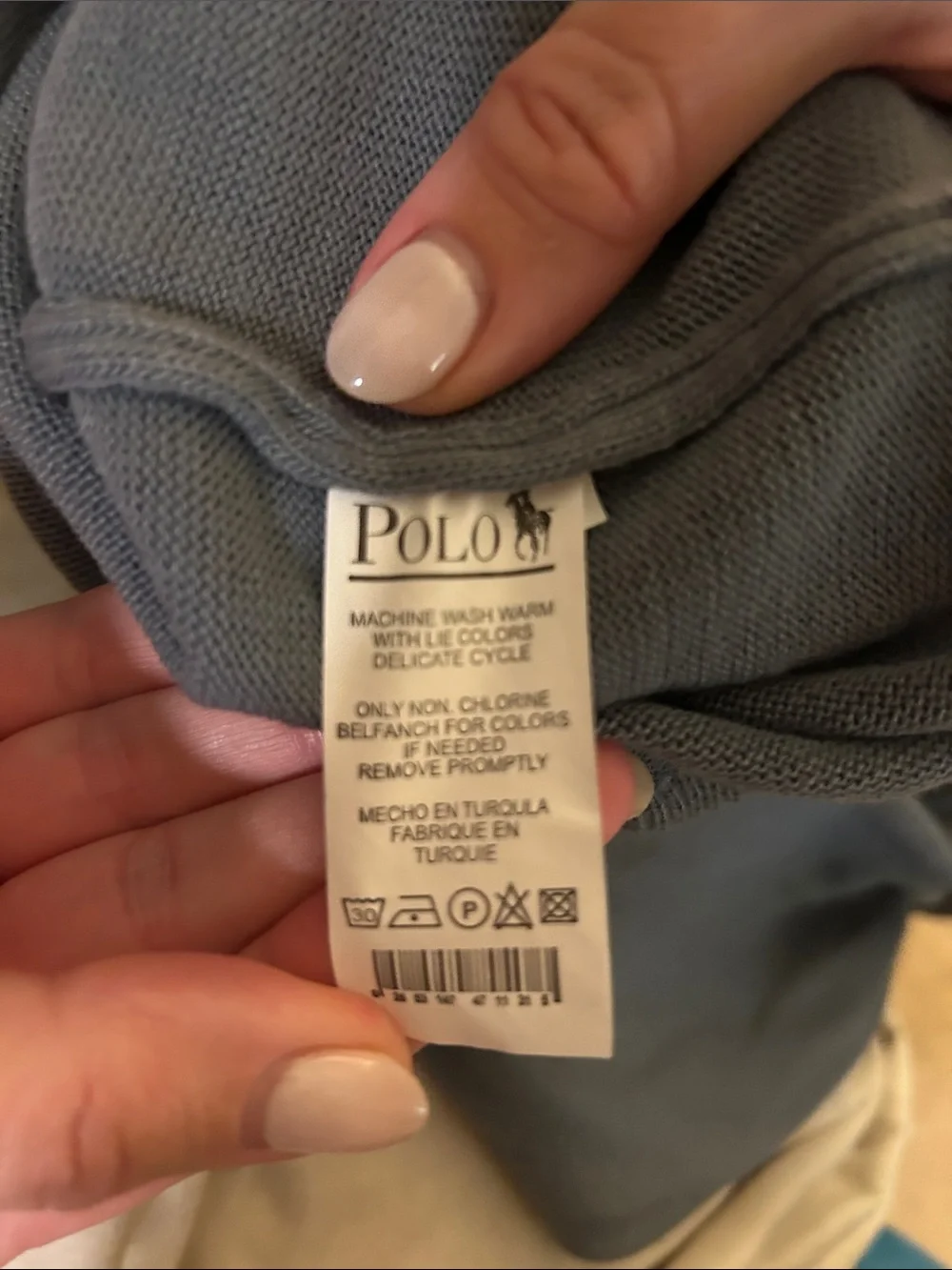 Polo Ralph Lauren Men’s V-Neck Sweater with Suede Elbow Patches